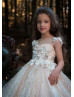 Ivory Lace Tulle Keyhole Back Floral Flower Girl Dress